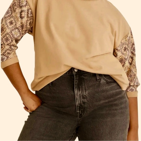 Madewell Quilted-Sleeve (Re)sourced 100% Cotton Swing Sweatshirt size XL - Picture 1 of 14